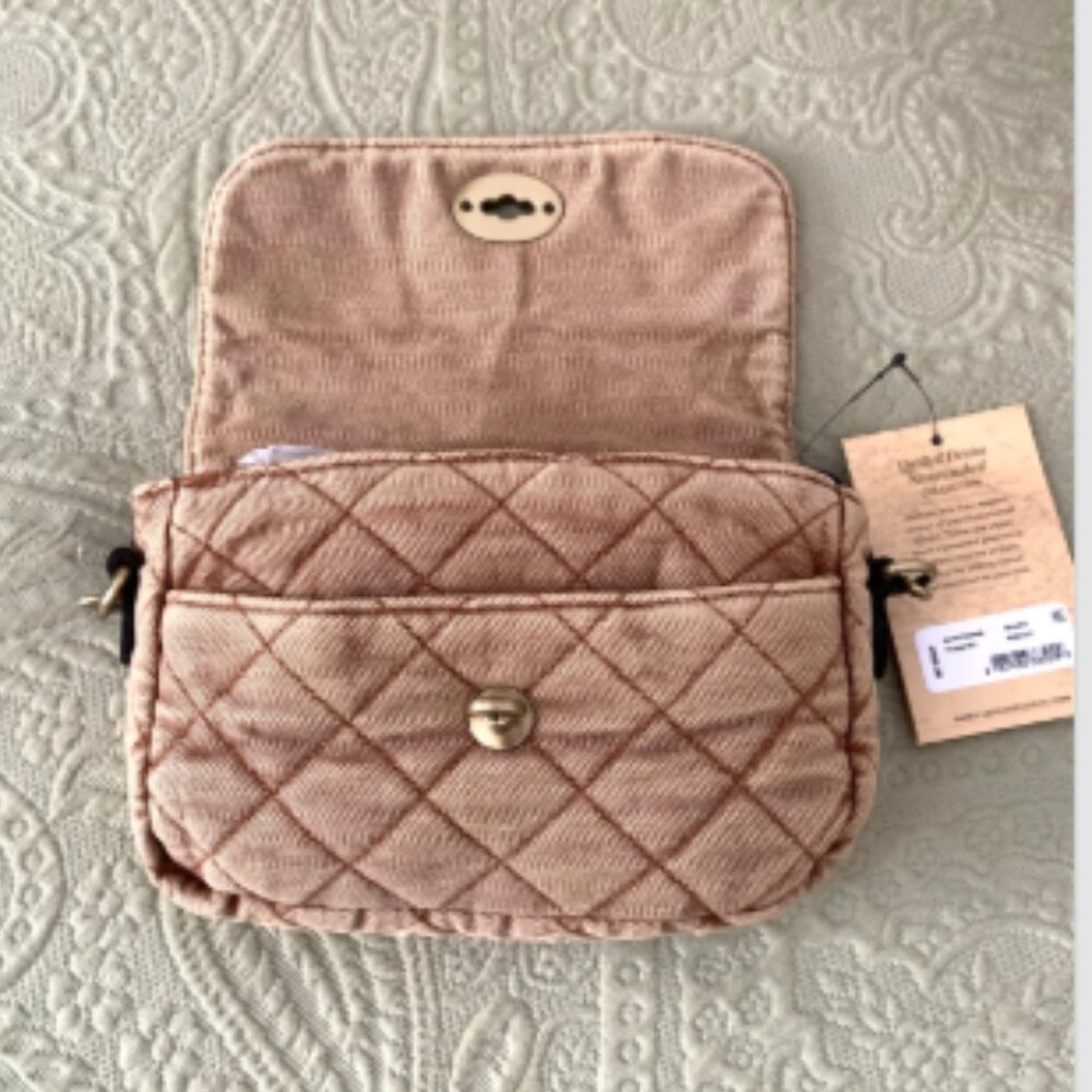 NWT PATRICIA NASH Bonny Quilted Stonewashed Denim Crossbody Bag Biscuit Beige - Picture 12 of 16